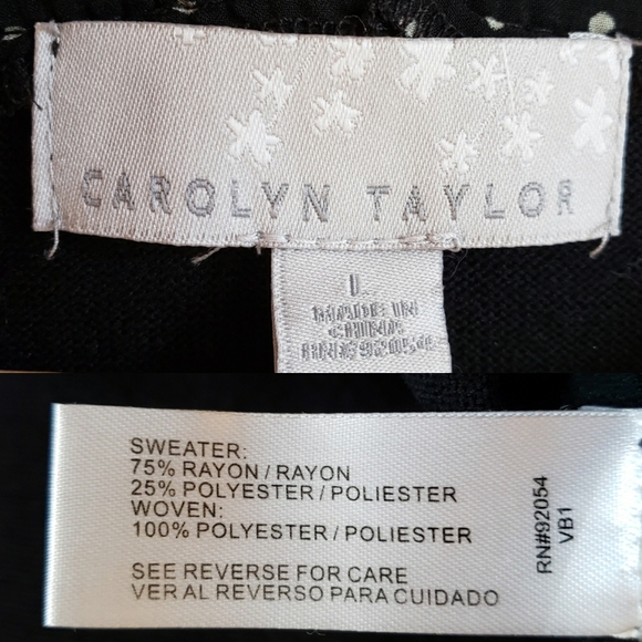 Carolyn Taylor Top Chiffon Polka Dot Trim - Picture 5 of 5